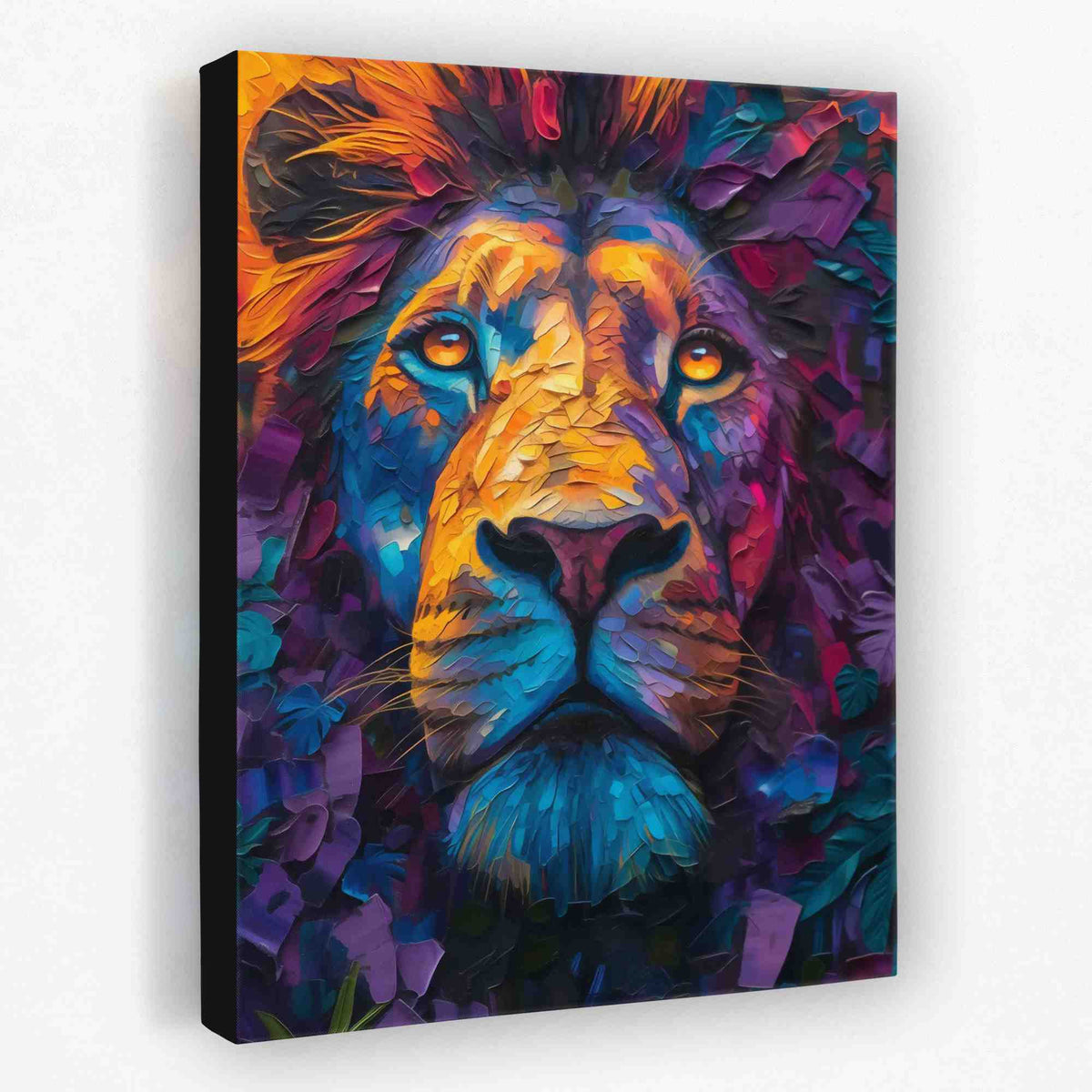 a painting of a lion on a wall