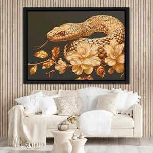 a painting of a snake on a wall above a couch