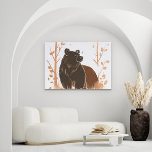 Brush Bear Minimalist Wildlife Doodle Print - Luxury Wall Art 