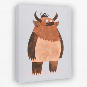 a painting of a brown bear with horns on it's head