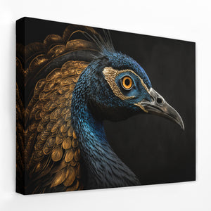 a painting of a peacock on a black background