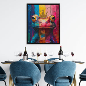 a painting of a frog sitting on top of a table