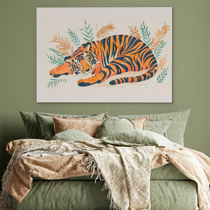 Napping Tiger: Peaceful Jungle Scene for Your Home - Luxury Wall Art 