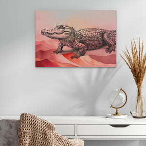 a painting of a crocodile on a wall