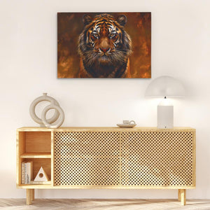 a painting of a tiger on a white wall