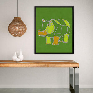 a picture of a rhinoceros on a green background