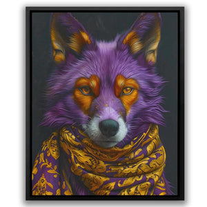 a painting of a fox wearing a scarf