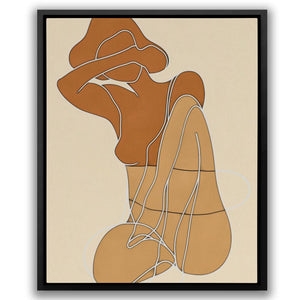 a painting of a woman's torso with lines on it