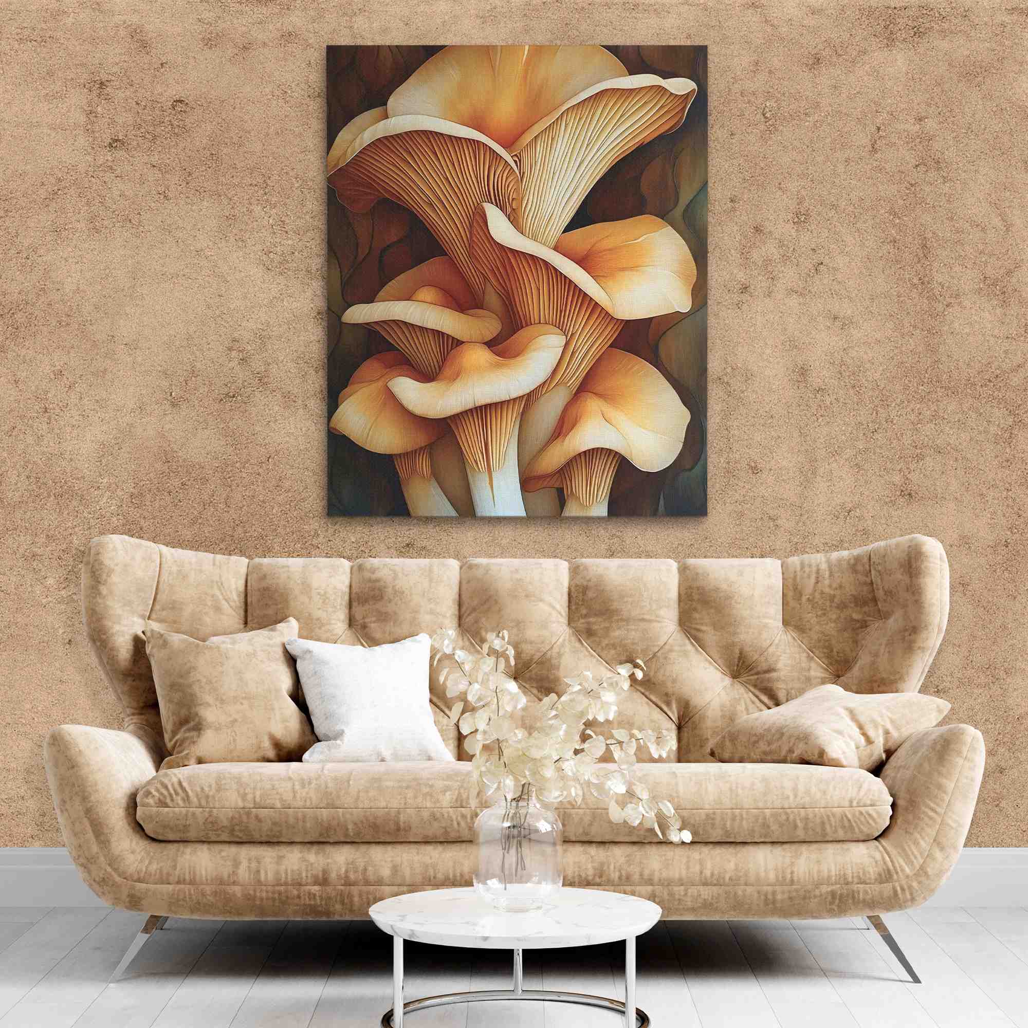 Huge Mushrooms - Earthy Tones Nature Canvas Print - Luxury Wall Art 