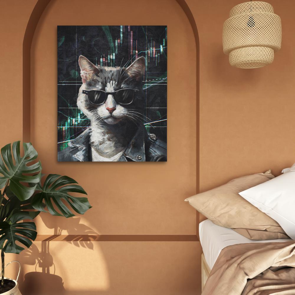 a painting of a cat wearing sunglasses