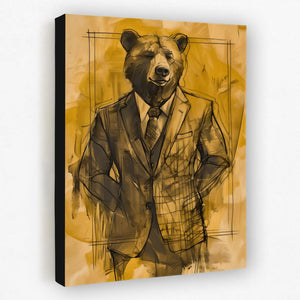 a painting of a bear wearing a suit and tie