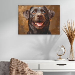 a painting of a brown dog on a wall