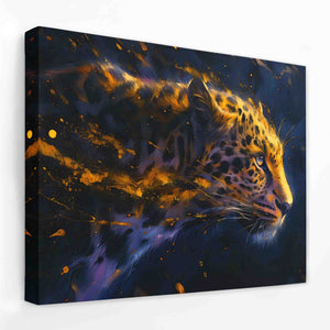 a painting of a leopard on a white wall
