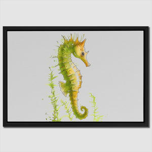 a painting of a sea horse on a white background