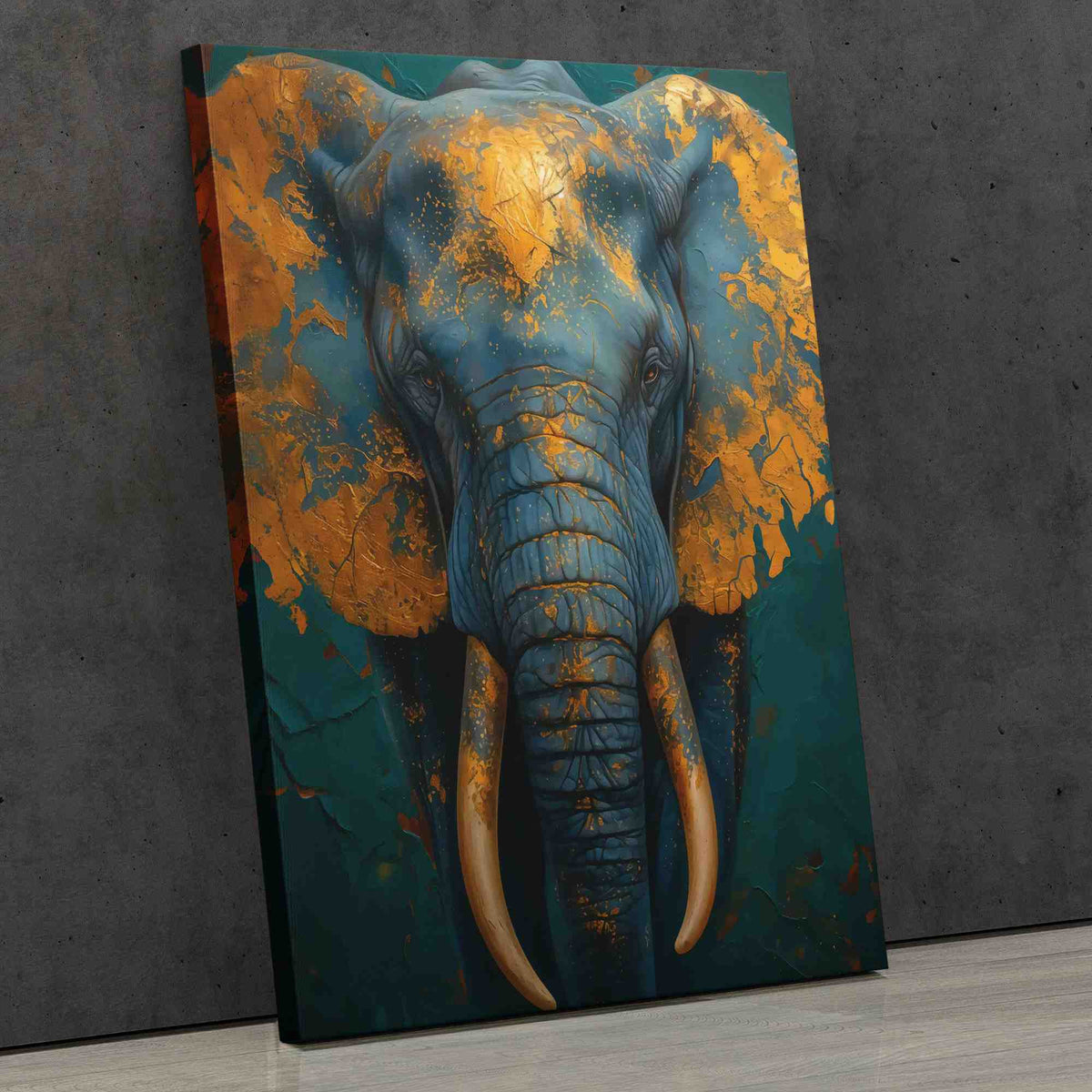 a painting of an elephant on a wall