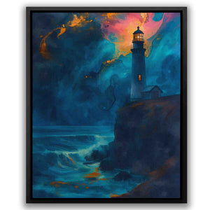 Midnight Lighthouse Beacon Canvas Print - Luxury Wall Art 