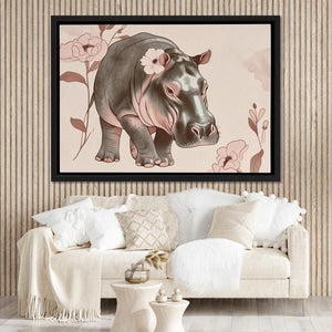 a picture of a hippo in a living room