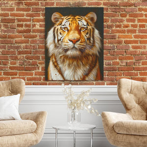 a painting of a tiger on a brick wall