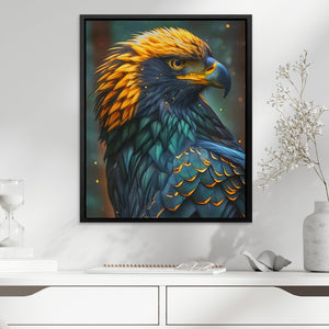 a painting of a colorful bird on a wall