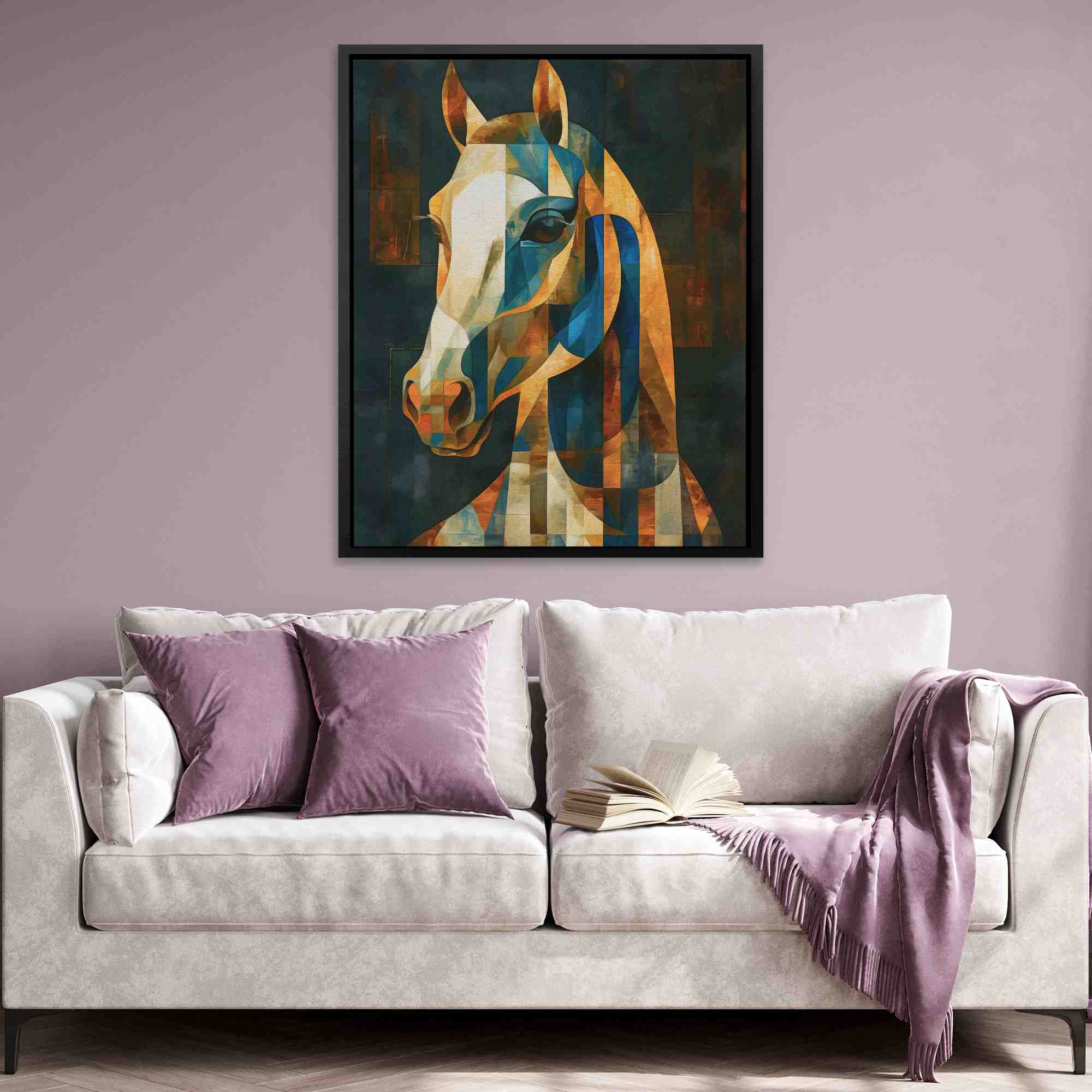 a painting of a horse on a wall