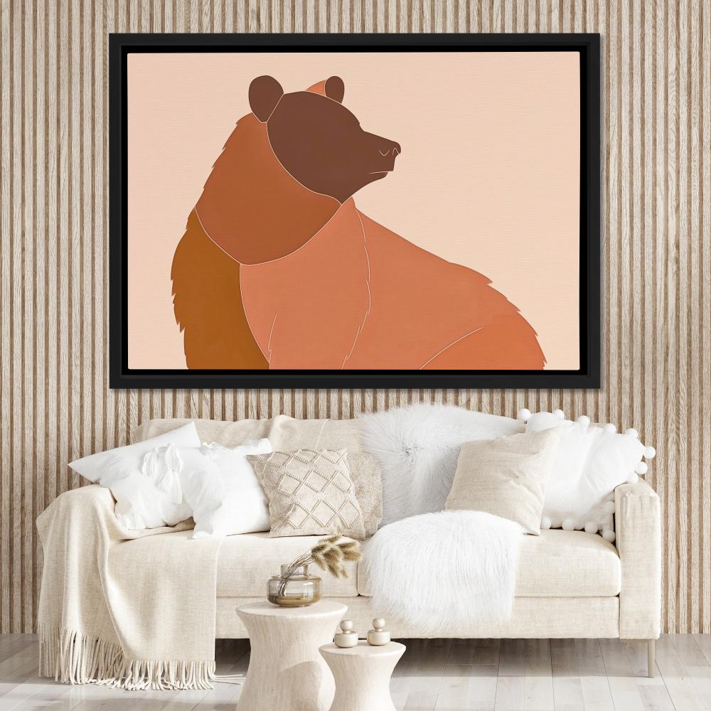 a painting of a brown bear on a pink background