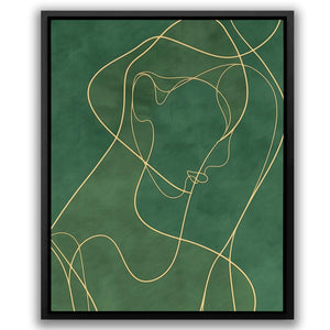 a picture of a woman's face on a green background