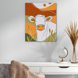 a painting of a cow on a wall