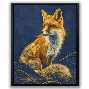 a painting of a fox and her cub