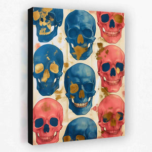 a painting of a bunch of skulls on a wall