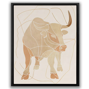 a picture of a bull in a frame