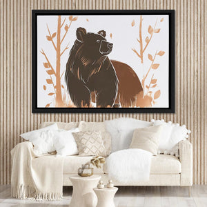 Brush Bear Minimalist Wildlife Doodle Print - Luxury Wall Art 