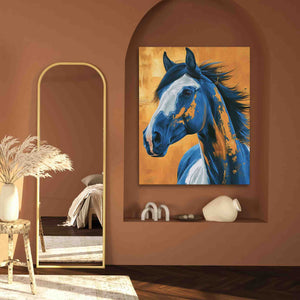 a painting of a horse in a room