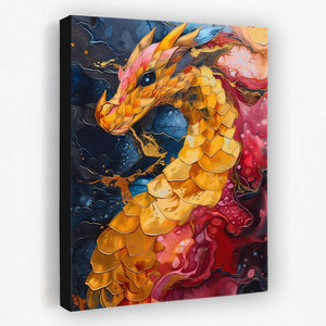 a painting of a dragon on a white wall