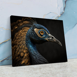 a painting of a peacock on a black background