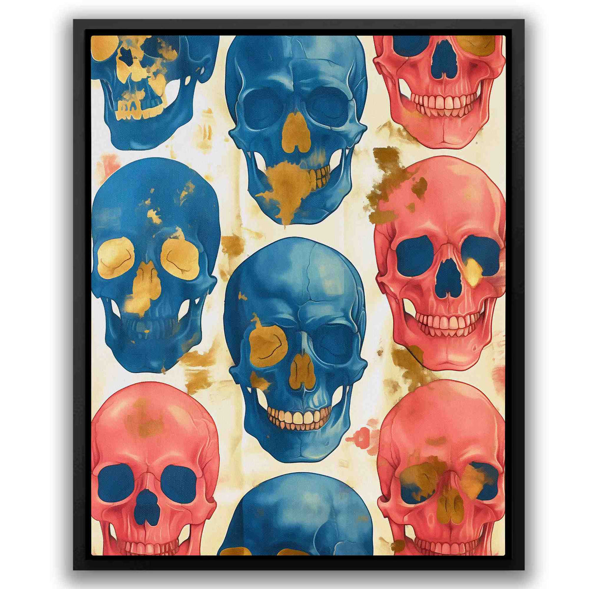 a painting of a bunch of skulls on a wall