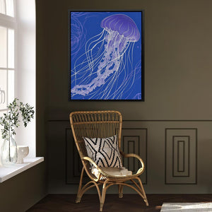 a picture of a chair and a jellyfish in a room