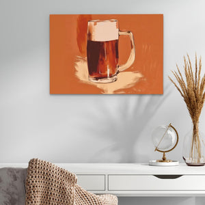 a painting of a mug of beer on a table