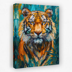 a painting of a tiger on a canvas