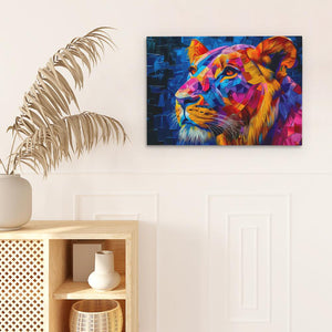 a painting of a tiger on a white wall