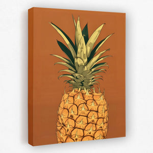 a painting of a pineapple on an orange background