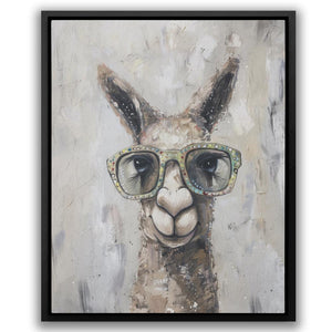 a painting of a llama wearing glasses