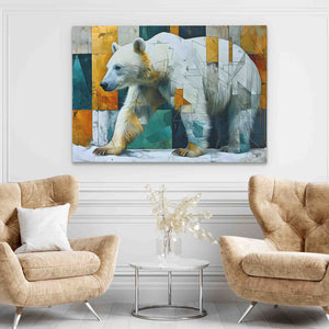 a painting of a polar bear in a living room