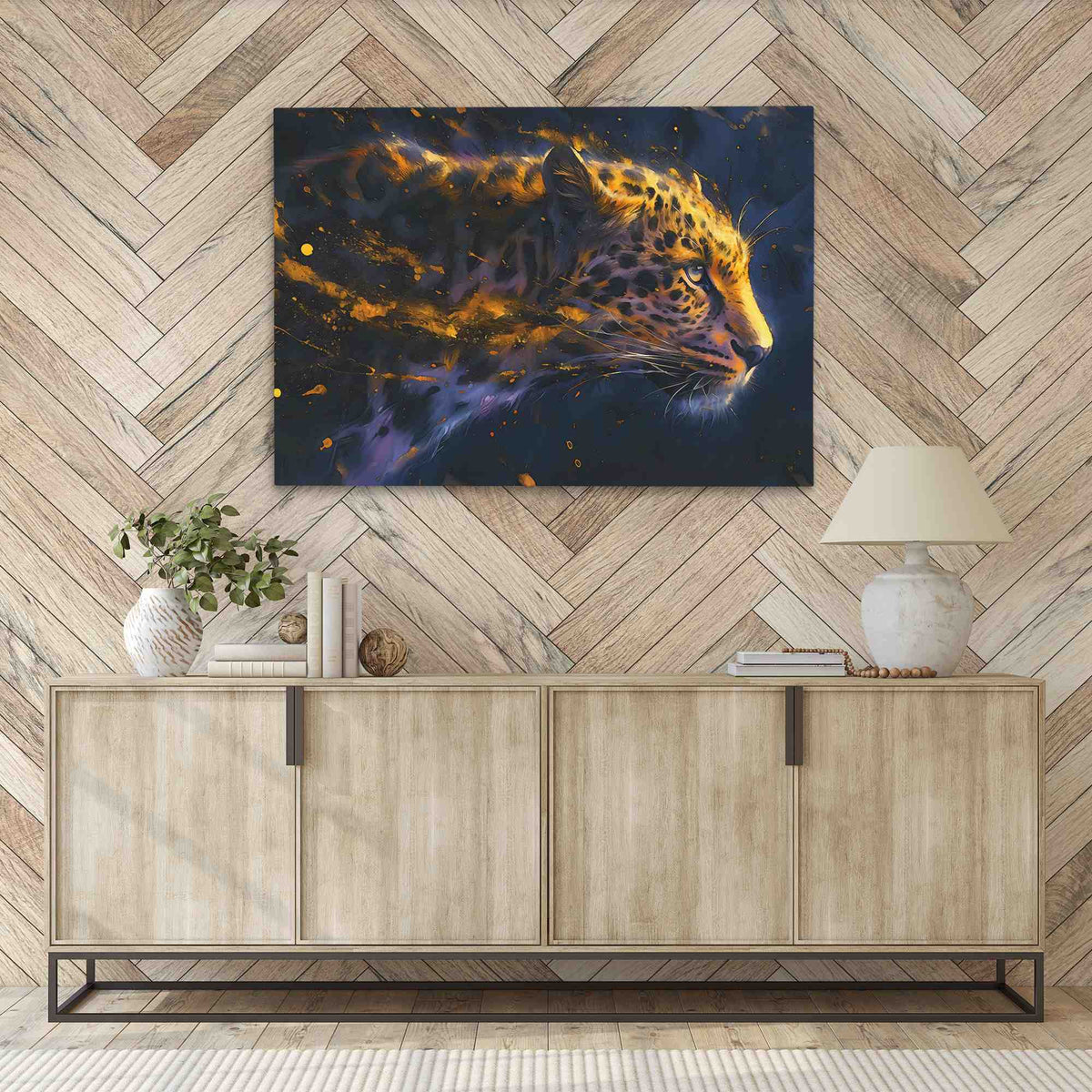 a picture of a tiger on a wall