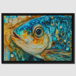 a painting of a fish with bubbles on it