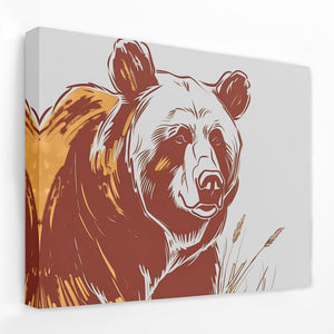 a painting of a bear on a white wall