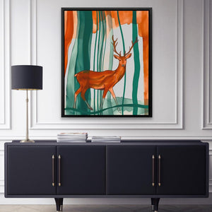 a painting of a deer in a room