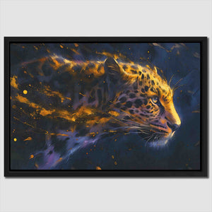 a painting of a leopard's head with yellow and black spots