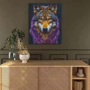 a painting of a wolf on a wall