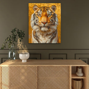 a painting of a tiger on a wall