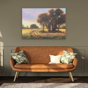 a couch in a room with a painting on the wall